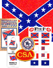 A link to our All Thing Confederate page in the form of an image featuring products such as our Rebel property sign, Confederate Flag patch, CSA Rebel Honor bear and Rebel Rouser Hot Sauce